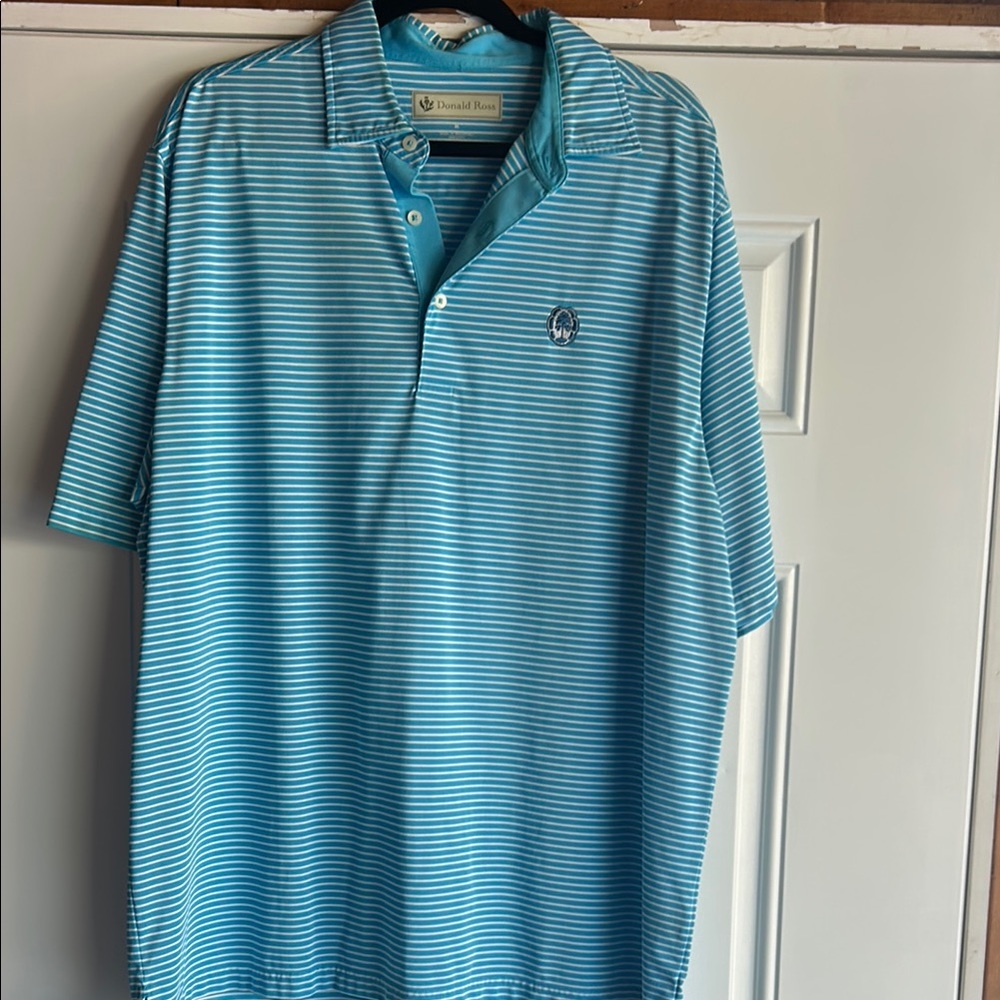 Blue Striped Polo Shirt with Classic Collar